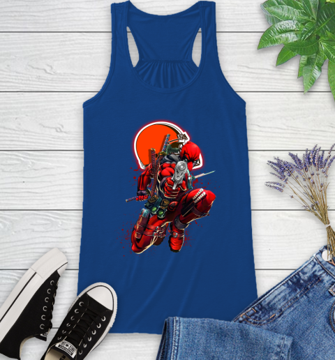 NFL Deadpool Marvel Comics Sports Football Cleveland Browns Racerback Tank 9