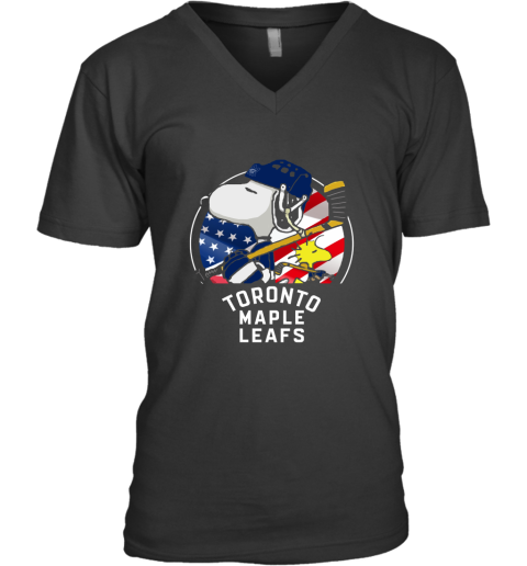 Toronto Mapples Leafs Ice Hockey Snoopy And Woodstock NHL V-Neck T-Shirt