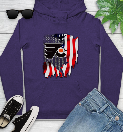 Philadelphia Flyers NHL Hockey American Flag Youth Hoodie 5