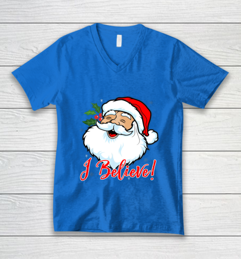 I Believe In Santa Claus T Shirt Funny Christmas Holiday V-Neck T-Shirt 5