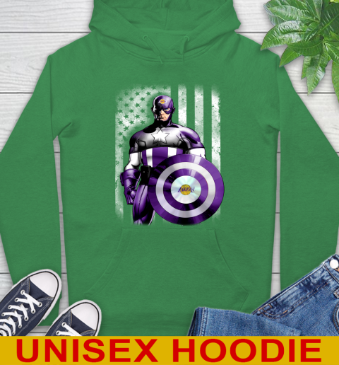 Los Angeles Lakers NBA Basketball Captain America Marvel Avengers American Flag Shirt Hoodie 8