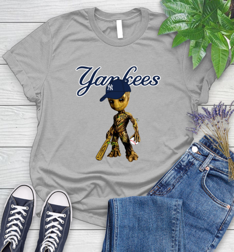 MLB New York Yankees Groot Guardians Of The Galaxy Baseball Women's T-Shirt 5