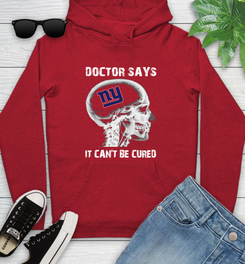 NFL New York Giants Football Skull It Can't Be Cured Shirt Youth Hoodie 10