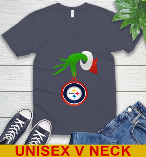 Pittsburgh Steelers Grinch Merry Christmas NFL Football V-Neck T-Shirt 8