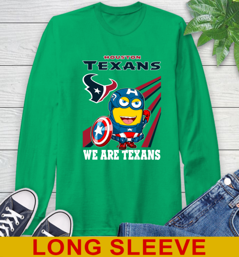 NFL Football Houston Texans Captain America Marvel Avengers Minion Shirt Long Sleeve T-Shirt 8