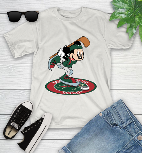 NHL Hockey Minnesota Wild Cheerful Mickey Disney Shirt Youth T-Shirt 12