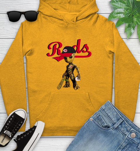 MLB Cincinnati Reds Groot Guardians Of The Galaxy Baseball Youth Hoodie 3