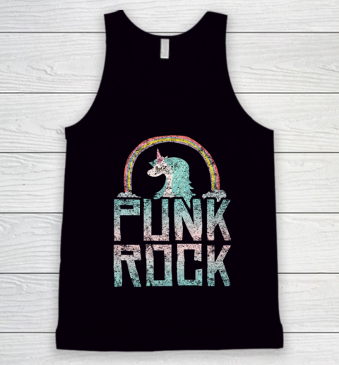 Punk Rock Music Band Unicorn Rainbow Distressed Tank Top