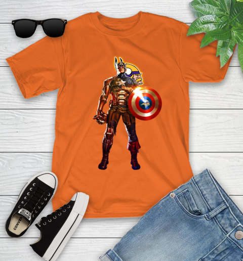NFL Captain America Marvel Avengers Endgame Football Sports Minnesota Vikings Youth T-Shirt 7