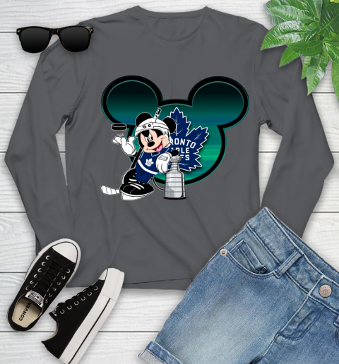 NHL Toronto Maple Leafs Stanley Cup Mickey Mouse Disney Hockey T Shirt Youth Long Sleeve 8