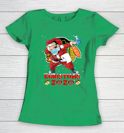 Chicago Blackhawks Funny Santa Claus Dabbing Christmas 2020 NHL Women's T-Shirt 5