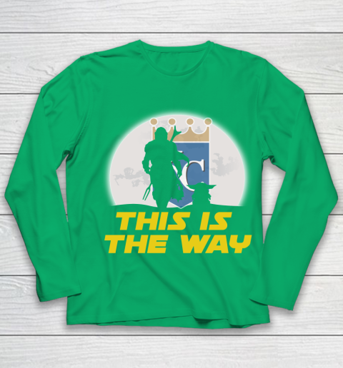 Kansas City Royals MLB Baseball Star Wars Yoda And Mandalorian This Is The Way Youth Long Sleeve 4