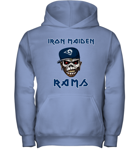 NFL Los Angeles Rams Iron Maiden Rock Band Music Football Sports Qmsl01RT1P0 youth hoodie 43 95 151514 front carolina blue