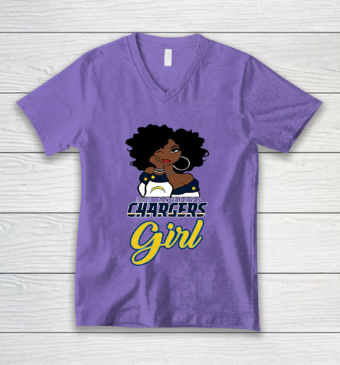 Los Angeles Chargers Girl NFL V-Neck T-Shirt 9