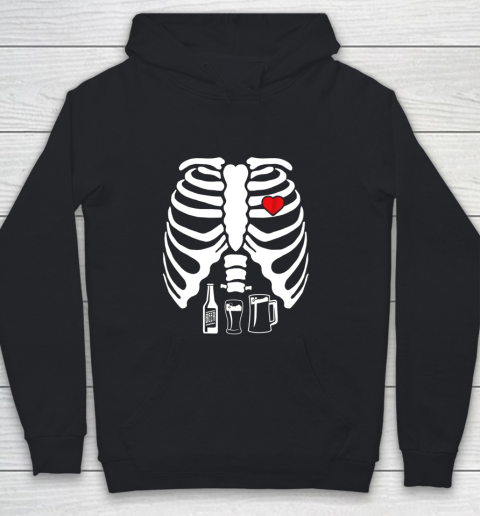 Skeleton Pregnancy Belly Of Beer X Ray Halloween Youth Hoodie
