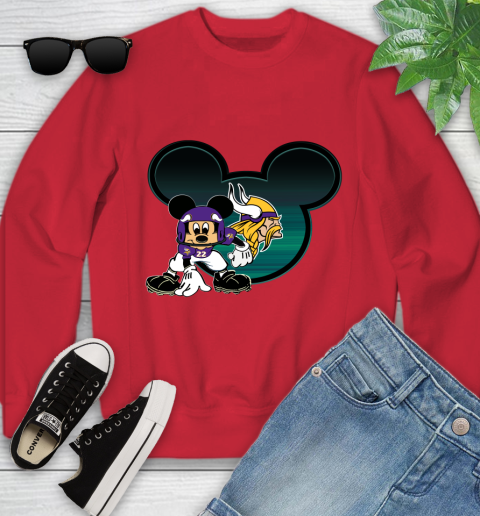 NFL Minnesota Vikings Mickey Mouse Disney Football T Shirt Youth Sweatshirt 9