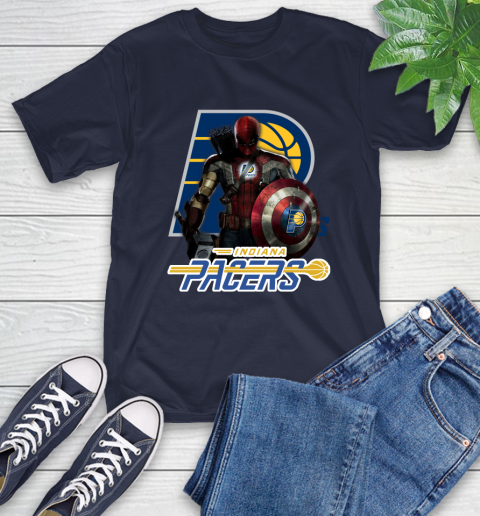 Indiana Pacers NBA Basketball Captain America Thor Spider Man Hawkeye Avengers T-Shirt 4