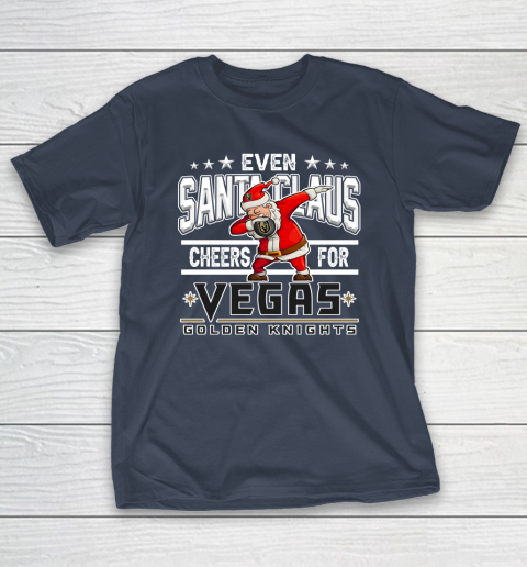 Vegas Golden Knights Even Santa Claus Cheers For Christmas NHL T-Shirt 3