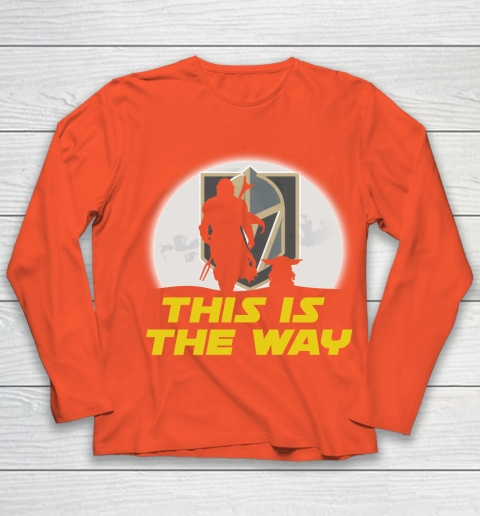 Vegas Golden Knights NHL Ice Hockey Star Wars Yoda And Mandalorian This Is The Way Youth Long Sleeve 3