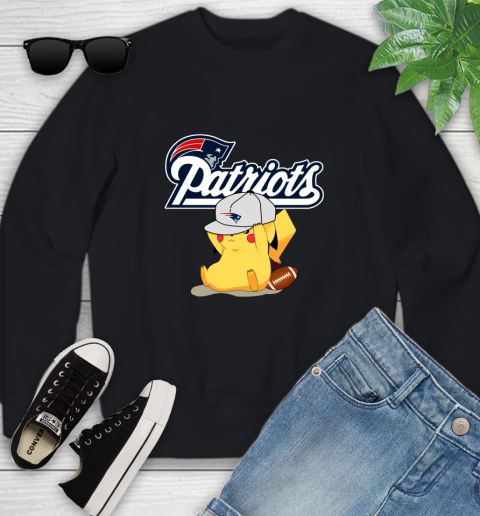 NFL Pikachu Football Sports New England Patriots Youth Sweatshirt 2