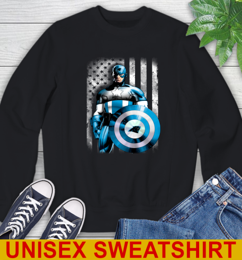 Carolina Panthers NFL Football Captain America Marvel Avengers American Flag Shirt Sweatshirt