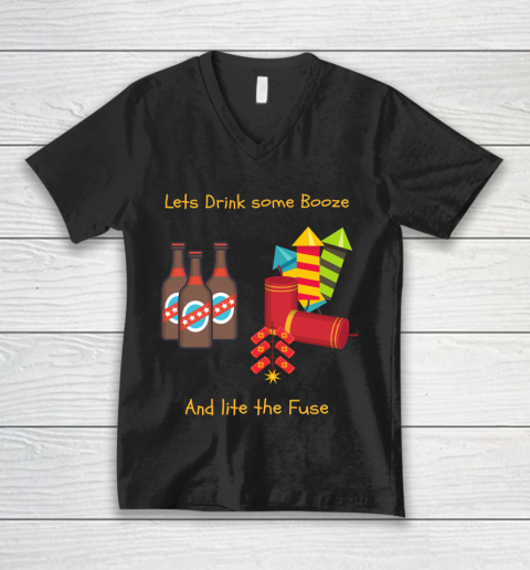Beer Lover Funny Shirt Drink Some Booze And Light The Fuse V-Neck T-Shirt