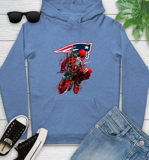 NFL Deadpool Marvel Comics Sports Football New England Patriots Youth Hoodie 12