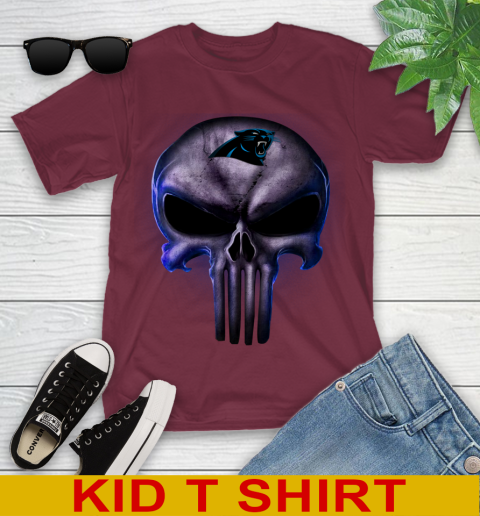 Carolina Panthers NFL Football Punisher Skull Sports Youth T-Shirt 5