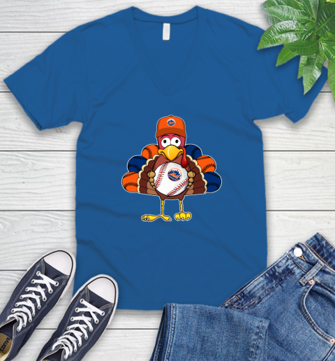 New York Mets Turkey thanksgiving V-Neck T-Shirt 6