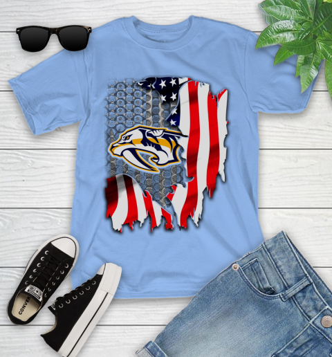 Nashville Predators NHL Hockey American Flag Youth T-Shirt 15