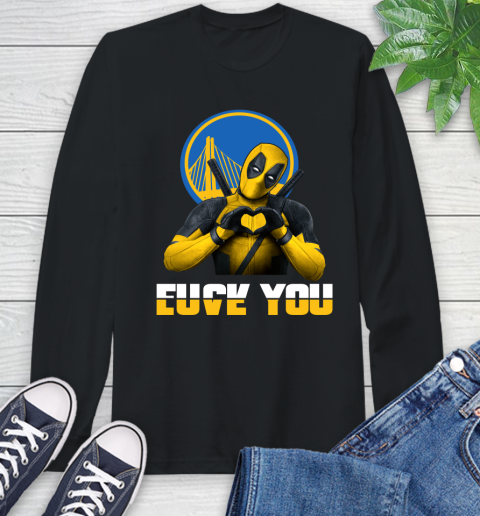 NBA Golden State Warriors Deadpool Love You Fuck You Basketball Sports Long Sleeve T-Shirt