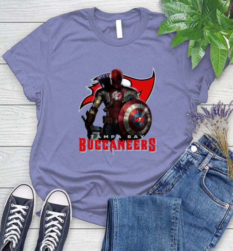 NFL Captain America Thor Spider Man Hawkeye Avengers Endgame Football Tampa Bay Buccaneers Women's T-Shirt 11