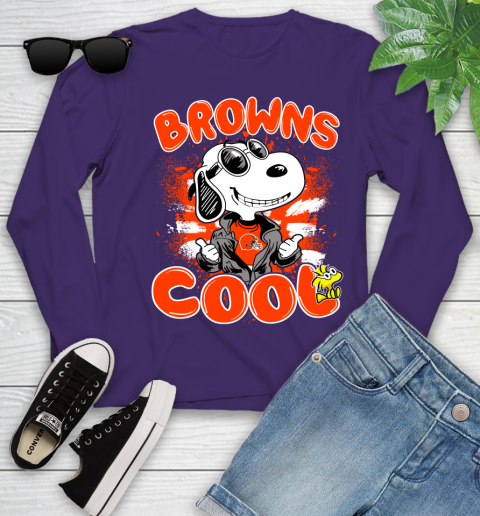 NFL Football Cleveland Browns Cool Snoopy Shirt Youth Long Sleeve 4