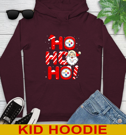 Pittsburgh Steelers NFL Football Ho Ho Ho Santa Claus Merry Christmas Shirt Youth Hoodie 7