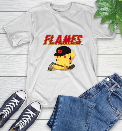NHL Pikachu Hockey Sports Calgary Flames T-Shirt