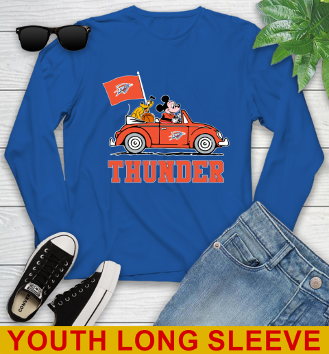 NBA Basketball Oklahoma City Thunder Pluto Mickey Driving Disney Shirt Youth Long Sleeve 10