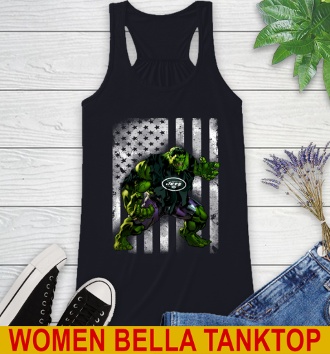 New York Jets Hulk Marvel Avengers NFL Football American Flag Racerback Tank - Image 9