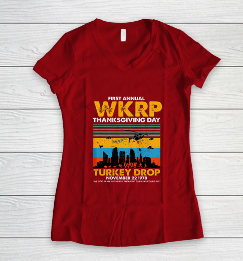 Wkrp Turkey Drop Shirt Turkey Drop T Shirt Turkey Drop Retro Women's V-Neck T-Shirt 8