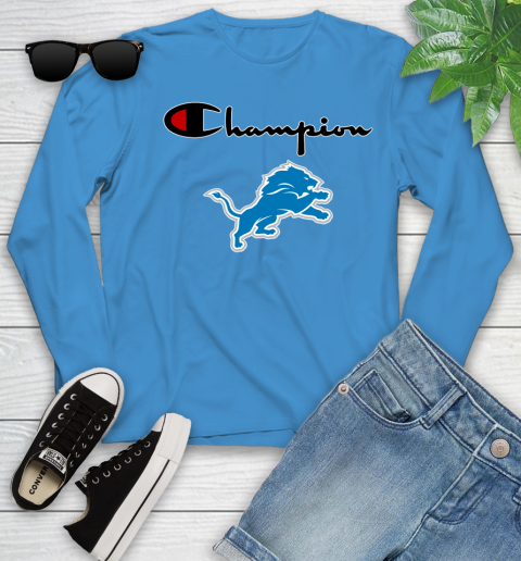 NFL Football Detroit Lions Champion Shirt Youth Long Sleeve 5