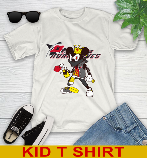 Carolina Hurricanes NHL Hockey Mickey Peace Sign Sports Youth T-Shirt