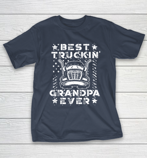 Grandpa Funny Gift Apparel  Best Truckin Grandpa Ever American Flag T-Shirt 13