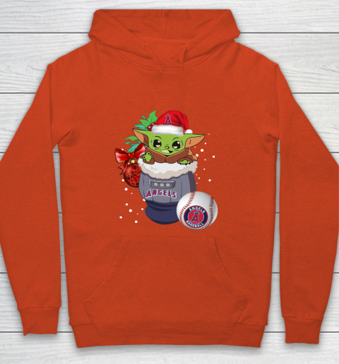 Los Angeles Angels Christmas Baby Yoda Star Wars Funny Happy MLB Youth Hoodie 4