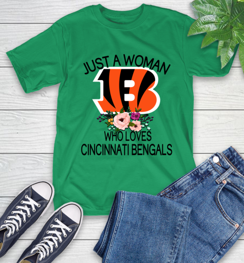 NFL Just A Woman Who Loves Cincinnati Bengals Football Sports T-Shirt 5