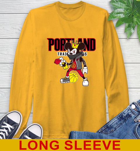 Portland Trail Blazers NBA Basketball Mickey Peace Sign Sports Long Sleeve T-Shirt 3
