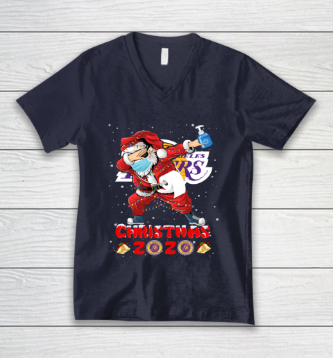 Los Angeles Lakers Funny Santa Claus Dabbing Christmas 2020 NBA V-Neck T-Shirt 2