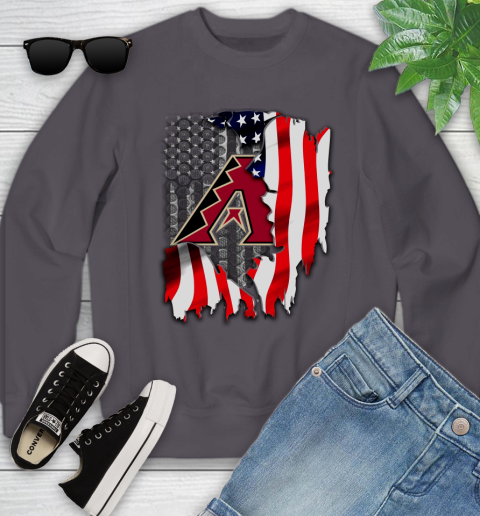 Arizona Diamondbacks MLB Baseball American Flag Youth Sweatshirt 5