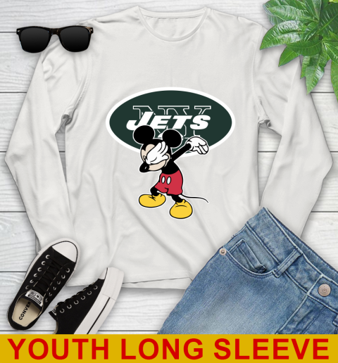 New York Jets NFL Football Dabbing Mickey Disney Sports Youth Long Sleeve 12