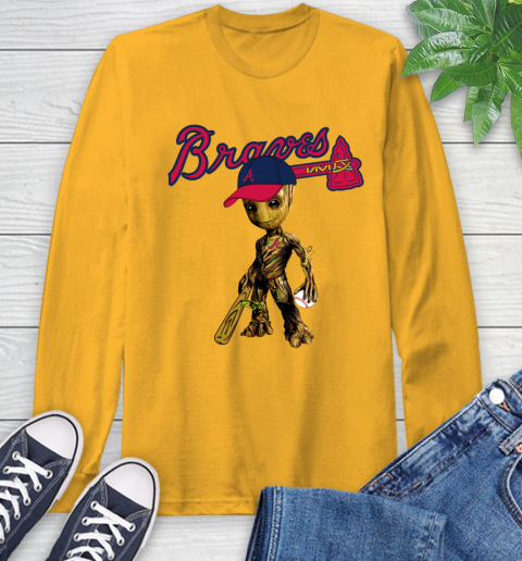 MLB Atlanta Braves Groot Guardians Of The Galaxy Baseball Long Sleeve T-Shirt 3