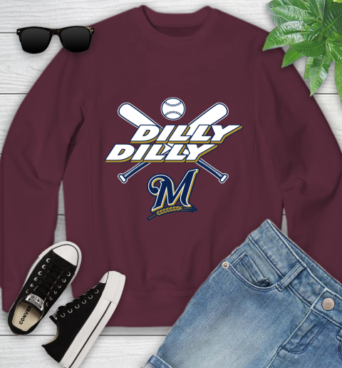 MLB Milwaukee Brewers Dilly Dilly Baseball Sports Youth Sweatshirt 5