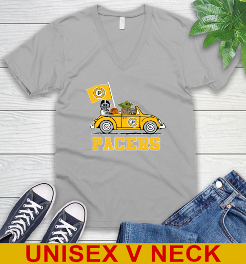 NBA Basketball Indiana Pacers Darth Vader Baby Yoda Driving Star Wars Shirt V-Neck T-Shirt 4